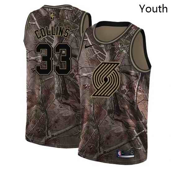 Youth Nike Portland Trail Blazers 33 Zach Collins Swingman Camo Realtree Collection NBA Jersey